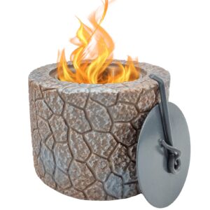 yumpanda tabletop fireplace mini portable concrete fire pit bowl indoor outdoor smores maker firepit brown