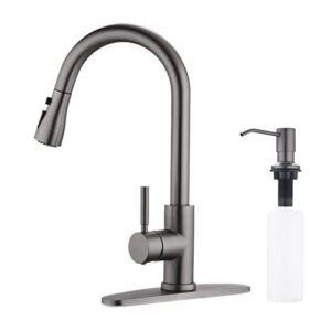 black stainless kitchen faucet with pull down sprayer wewe, single handle commercial modern rv laundry stainless steel sink faucet with soap dispenser