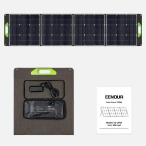 EENOUR 200W Portable Solar Panels 19.5V/39V Switchable, MC4 Output Monocrystalline High Efficiency Solar Panel Kit for Power Station Outdoor RV Camper