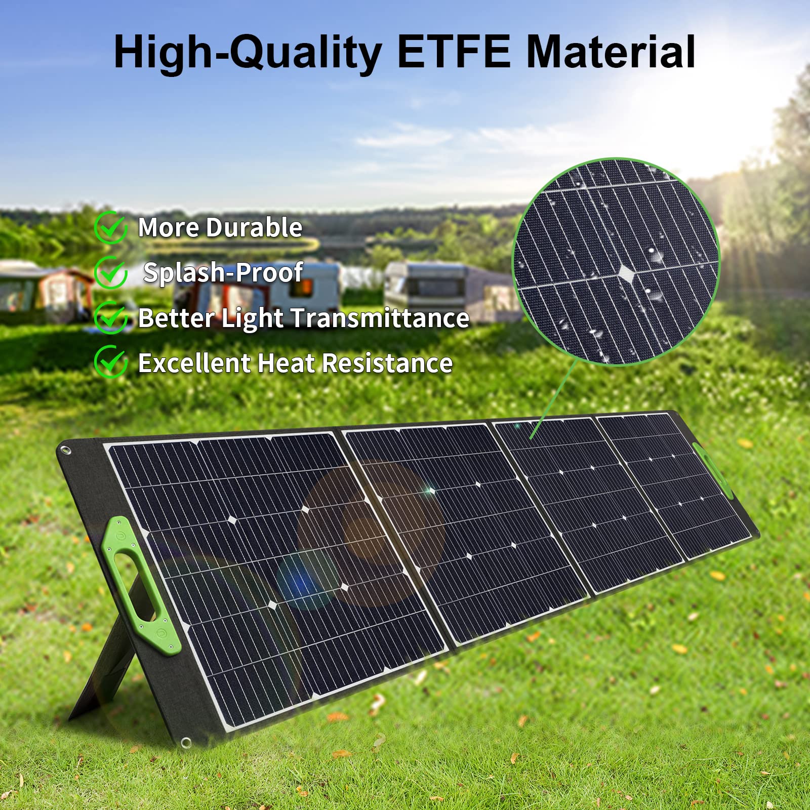 EENOUR 200W Portable Solar Panels 19.5V/39V Switchable, MC4 Output Monocrystalline High Efficiency Solar Panel Kit for Power Station Outdoor RV Camper