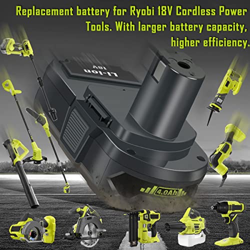 BATINO 2 Pack 4.0Ah P103 18V Replacement Battery for Ryobi 18 Volt ONE+ Lithium ion Battery P102 P104 P105 P107 P108 P109 P190 Compatible with Ryobi 18 Volt Cordless Power Tools