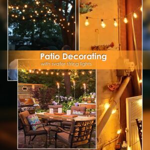 Svater Solar String Lights Outdoor, 100FT ST38 Patio Lights with 52 Shatterproof LED Bulbs(2 Spare), Waterproof Plastic Solar Powered Hanging Lights String for Outside Backyard, Garden, Pergola