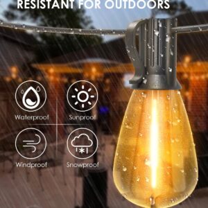 Svater Solar String Lights Outdoor, 100FT ST38 Patio Lights with 52 Shatterproof LED Bulbs(2 Spare), Waterproof Plastic Solar Powered Hanging Lights String for Outside Backyard, Garden, Pergola