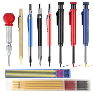 8 pack carpenter pencils set, mechanical construction pencil with 60 pcs refills construction marking tools carbide scribe tool kit for construction woodworking