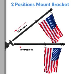 Flag Poles for 3x5 Flags Outdoor, Black Flag Pole Kit for Outside House - Heavy Duty 5ft Flagpole and Holder Metal, Mount for Outdoor, Boat, RV, Truck Hitch, 1 inch Diameter, Tangle Free Rings