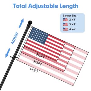 Flag Poles for 3x5 Flags Outdoor, Black Flag Pole Kit for Outside House - Heavy Duty 5ft Flagpole and Holder Metal, Mount for Outdoor, Boat, RV, Truck Hitch, 1 inch Diameter, Tangle Free Rings