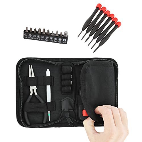 ABN 25-Piece Tri-Fold Mini Tool Set for Dorm, Travel, Office, Home Tool Kit with Case - Basic Tool Set for Home Repairs