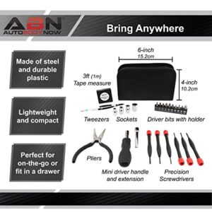 ABN 25-Piece Tri-Fold Mini Tool Set for Dorm, Travel, Office, Home Tool Kit with Case - Basic Tool Set for Home Repairs