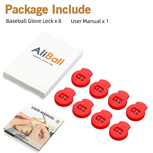 AliBall Glove Locks, Lace Locks for Baseball Glove 8 Pack, Never Need Thying Knots Again, Strong Elasticity, Made Plastic and Springs, Fits All Gloves, Baseball Glove Accessories