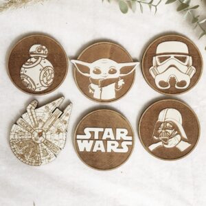 set of 6 wood coasters - star wars collection