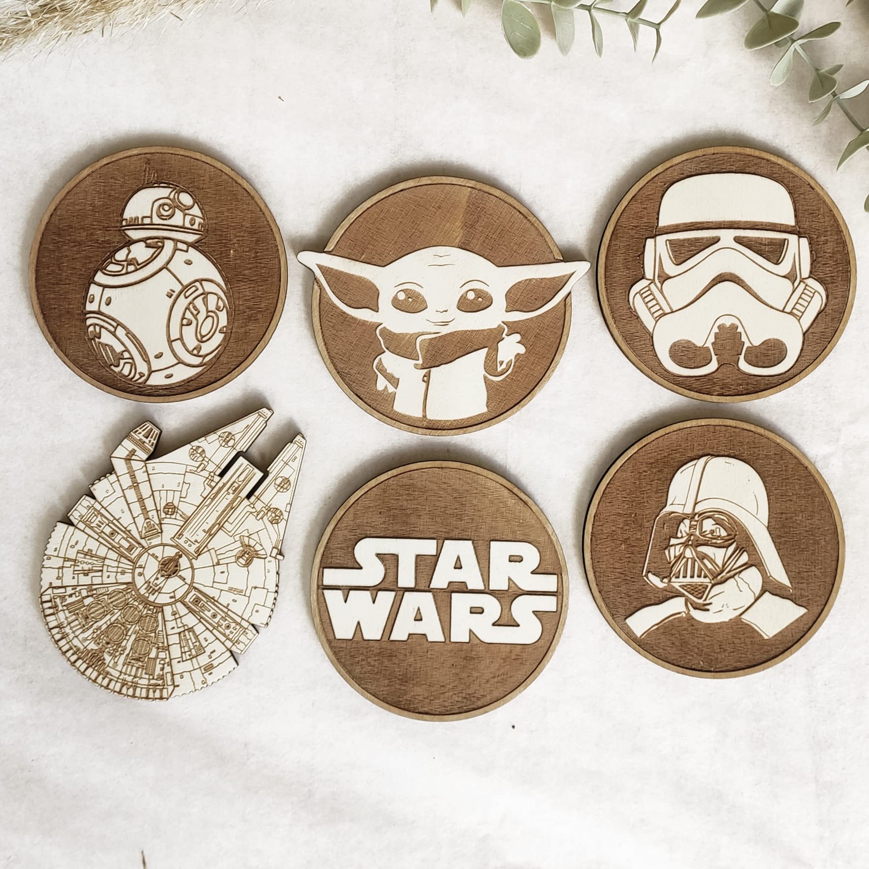 Set of 6 Wood Coasters - Star Wars Collection