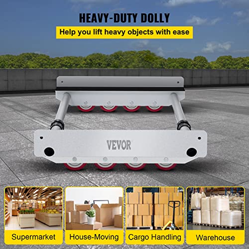 VEVOR All-Terrain Mover Dolly, 30" L x 18.5 "W x 5.5" H Piano Dollies w/ 1874 lbs Load Capacity, Furniture Dolly with 8 Casters, Heavy Duty Alloy Dolly Truck for Heavy Appliance Handling and Moving