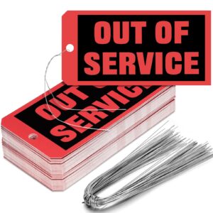 Out of Service Tags 6.22 x 3.15 Inches Maintenance Required Red Tags Repair Tags with 12 Inches Tag Wires Attached for Machine Equipment Inspection Maintenance (100 Packs)