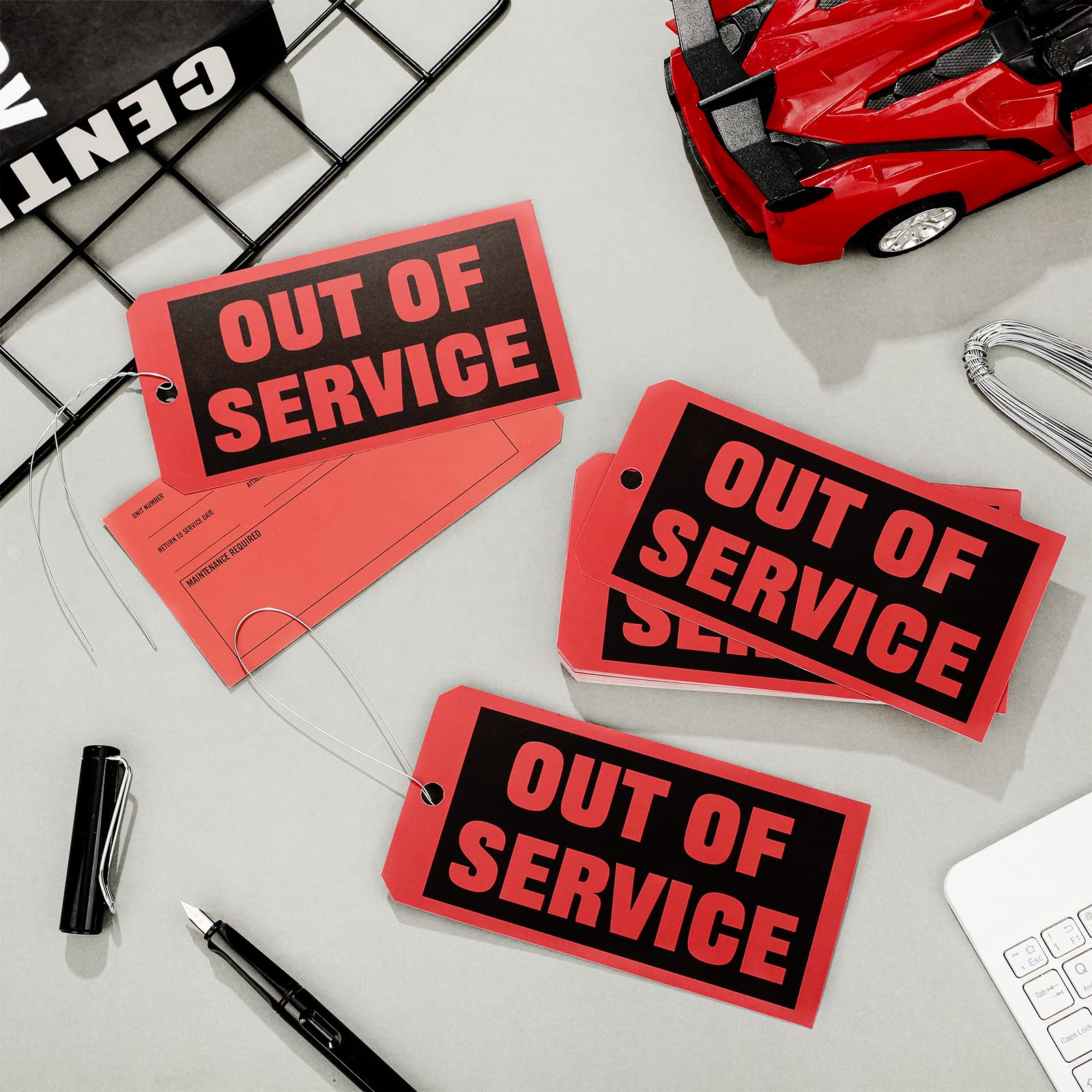 Out of Service Tags 6.22 x 3.15 Inches Maintenance Required Red Tags Repair Tags with 12 Inches Tag Wires Attached for Machine Equipment Inspection Maintenance (100 Packs)