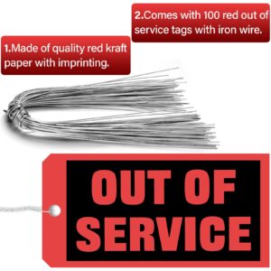 Out of Service Tags 6.22 x 3.15 Inches Maintenance Required Red Tags Repair Tags with 12 Inches Tag Wires Attached for Machine Equipment Inspection Maintenance (100 Packs)