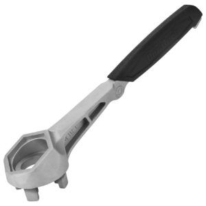 duratech aluminum drum wrench, 3-in-1 bung wrench, barrel opener tool for opening 10 15 20 30 55 gallon drum, fits 2" and 3/4" plastic bung cap