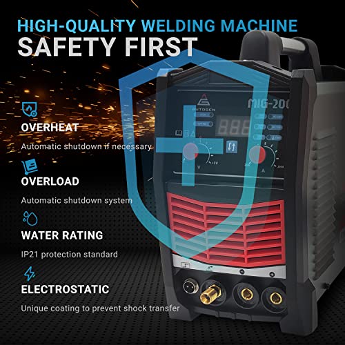 AUTOGEN 200A MIG Welding Machine, 3 in 1 MIG/Lift TIG/MMA Welding Machine, 110V/220V Dual Voltage Stick Welder IGBT DC Inverter