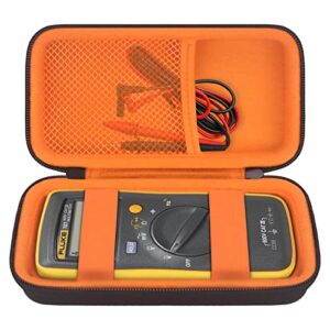 elonbo carrying case for fluke 101/106/107 handheld digital multimeter, portable meter equipment travel holder tool pouch, mesh pocket fits test lead, wire cable plug connector, black