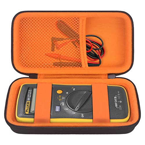 Elonbo Carrying Case for Fluke 101/106/107 Handheld Digital Multimeter, Portable Meter Equipment Travel Holder Tool Pouch, Mesh Pocket Fits Test Lead, Wire Cable Plug Connector, Black