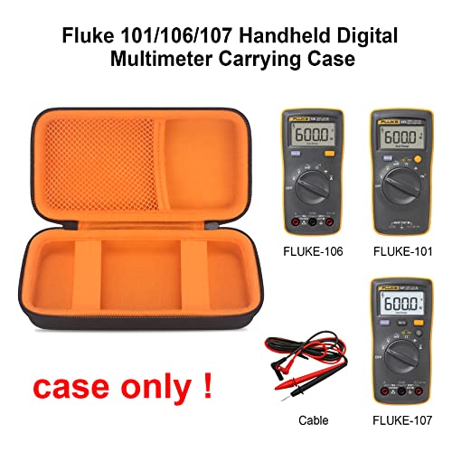 Elonbo Carrying Case for Fluke 101/106/107 Handheld Digital Multimeter, Portable Meter Equipment Travel Holder Tool Pouch, Mesh Pocket Fits Test Lead, Wire Cable Plug Connector, Black