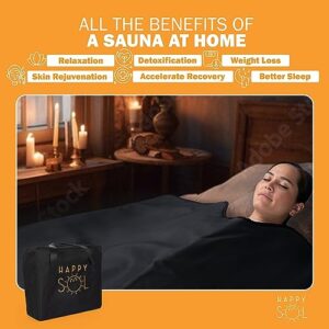 Happy Sol Far Infrared Sauna Blanket for Home, Portable Infrared Sauna Blanket for Therapy, Sauna Blanket for Detox, Suitable for Relaxation and Exercise Recovery, Very Low EMF