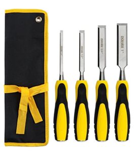 dowell wood chisel tool set 4pc sturdy chisel, 1/4 inch,1/2 inch,3/4 inch,1 inch with carpenter pencils hy080103