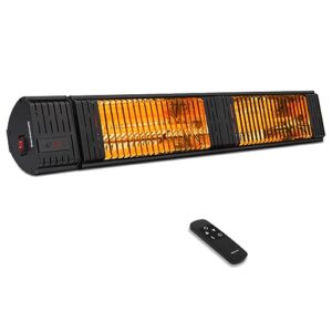 thermomate infrared electric patio heater, 3000w carbon fiber heating for outdoor/indoor, porch, deck, garage with remote 24 hours timer, hard wired 240v