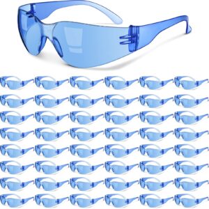 yunsailing 48 pairs clear safety glasses bulk, safety goggles anti fog eye protection glasses, scratch and impact resistant protective eyewear for men women work construction shooting laboratory, blue