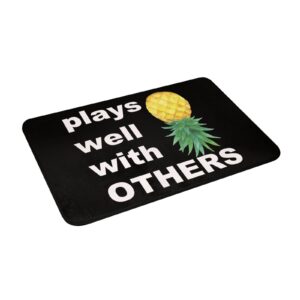 tracywoll upside down pineapple play well with others funny swinger doormat entrance floor door mat non-slip rug pad bath carpets decor for indoor outdoor home, white, one size