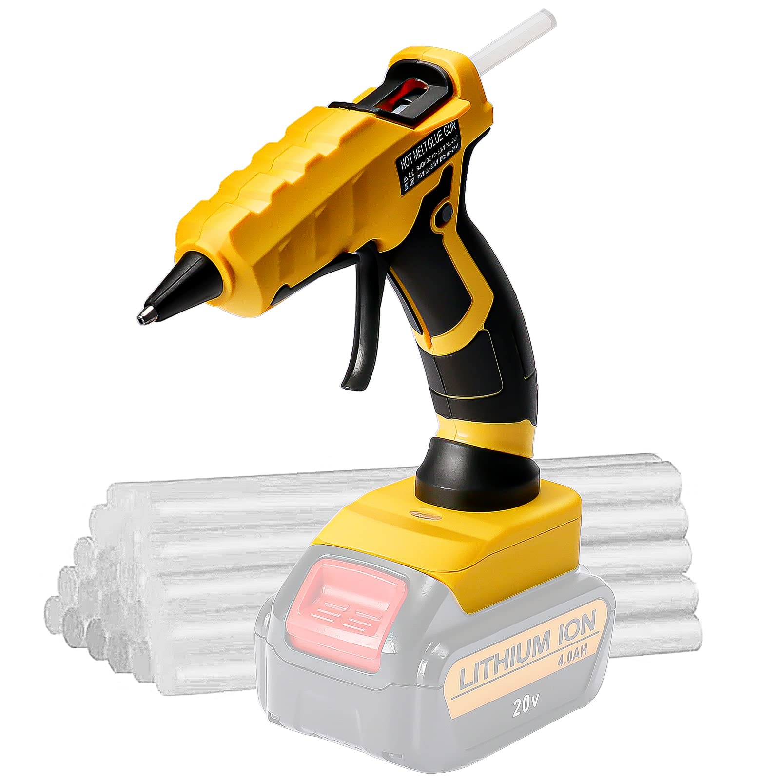 Cordless Hot Glue Gun for Dewalt, Suitable for Dewalt 18V/20V Max Lithium-ion Battery, 30s Quick Preheat Hot Melt Glue Gun with 30 Pcs Glue Sticks(7 * 150mm) for Arts/Crafts/Diy/Repairs(Tool Only)