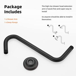 TRUSTMI Bronze Shower Arm with Flange 12 Inch S-Shaped Overhead Shower Head Extension Neck with 9 Inch High Rise Offset, Oil Rubbed Bronze