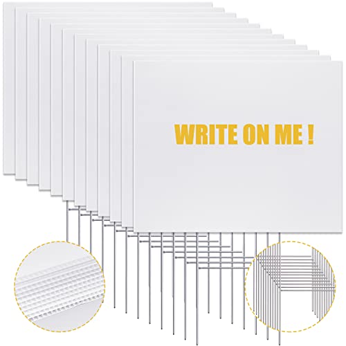 Patelai 12 Pieces 18 x 24 Inches Corrugated Plastic Sheets Sign Blanks 3/16 Thick Corrugated Plastic for Lawn Sign Real Estate Garage Sale Signs Double Sided Outdoor Sign(White)