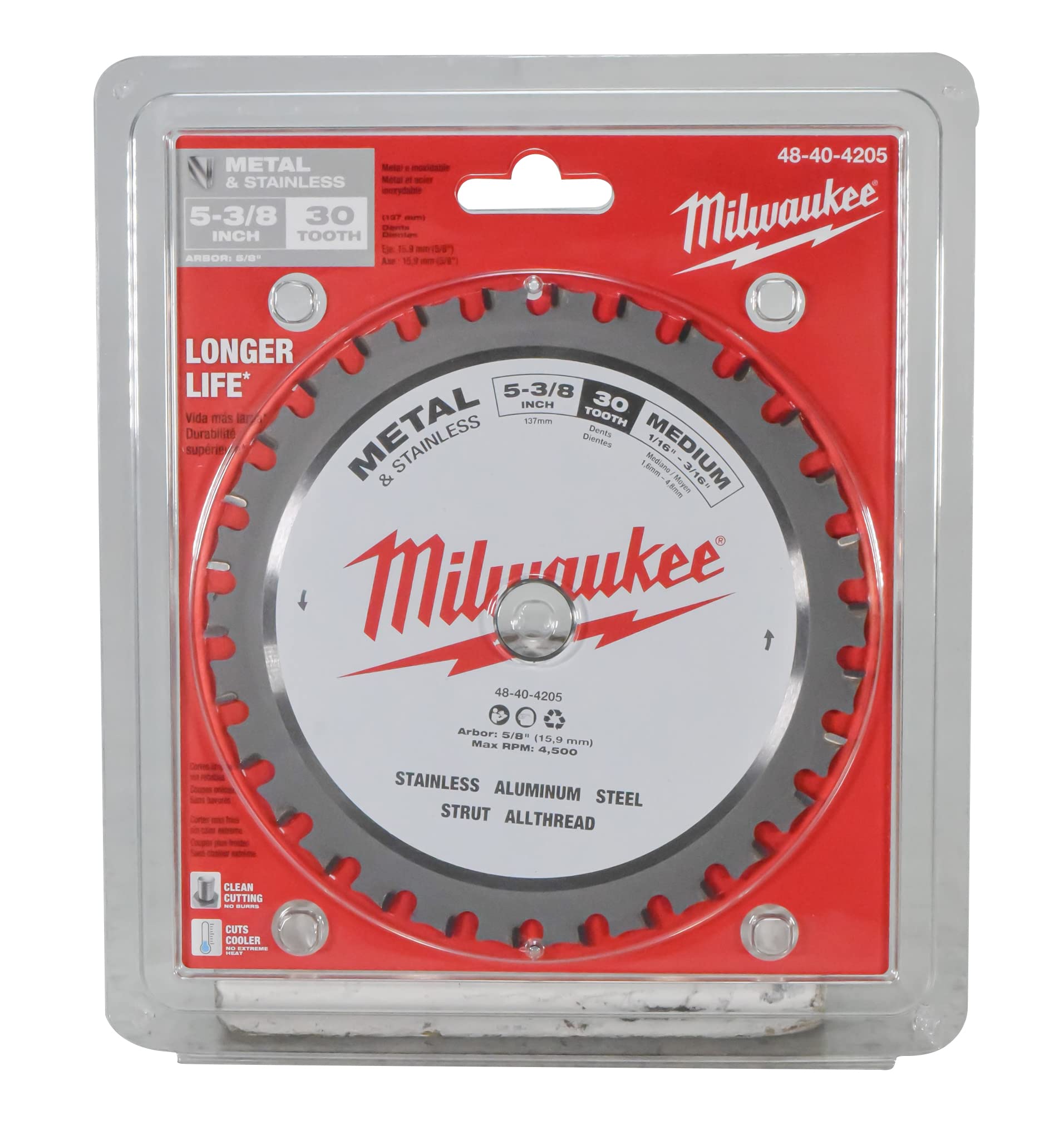 Milwaukee 48-40-4205 5-3/8 in. x 30 Carbide Teeth Metal and Stainless Cutting Circular Saw Blade