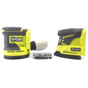 Buho Cordless Power Sander Accessory Bundle -18 Volt with Ryobi 5 Inch Random Orbit Sander Corner Cat Finish Sander Pocket Flashlight (Bare Tool Items No Battery Included)