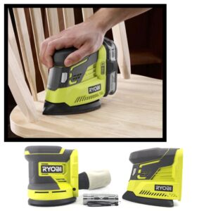 Buho Cordless Power Sander Accessory Bundle -18 Volt with Ryobi 5 Inch Random Orbit Sander Corner Cat Finish Sander Pocket Flashlight (Bare Tool Items No Battery Included)