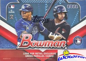 2022 bowman baseball exclusive huge factory sealed blaster box with 72 cards! look for rookie cards & autos of anthony volpe, matt mclain, james wood, wander franco, kahlili watson & more! wowzzer!