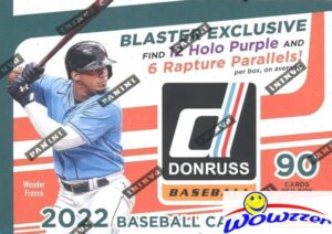 2022 donruss baseball massive exclusive factory sealed blaster box with 90 cards! look for rookies & autos of wander franco plus exclusive purple & rapture parallels! wowzzer!