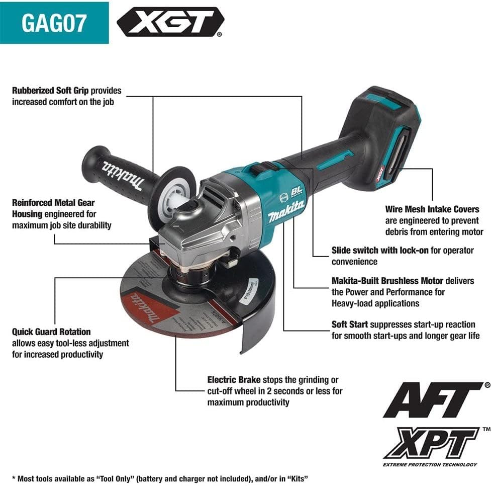 40V max XGT® Brushless Cordless 6" Angle Grinder, with Electric Brake, Tool Only