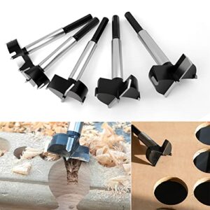 ASNOMY 6PCS Large Size Forstner Bit Set, 1-3/8Inch to 2-3/4Inch Carbide Tipped Forstner Drill Bit for Hard Wood, Wood Drilling bit Set Woodworking Hinge Cutter Tool Kits for Wood Plastic Plywood