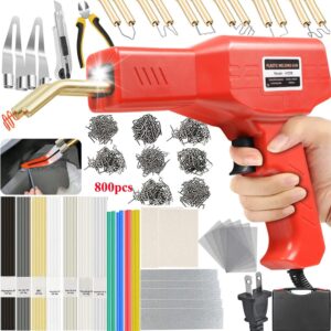 upgraded 220w plastic welder, 2 in 1 plastic welding kit plastic repair welder kit 800pcs hot stapler soldering gun with 64pcs plastic welding rods car bumper repair kit for most plastic repair