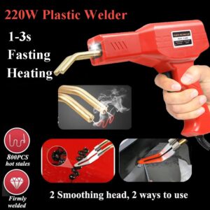 Upgraded 220W Plastic Welder, 2 in 1 Plastic Welding Kit Plastic Repair Welder Kit 800PCS Hot Stapler Soldering Gun with 64PCS Plastic Welding Rods Car Bumper Repair Kit for Most Plastic Repair