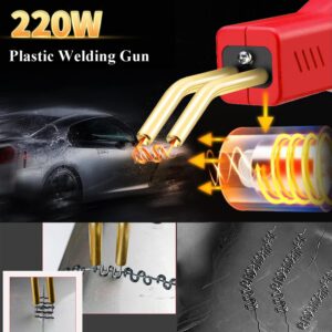 Upgraded 220W Plastic Welder, 2 in 1 Plastic Welding Kit Plastic Repair Welder Kit 800PCS Hot Stapler Soldering Gun with 64PCS Plastic Welding Rods Car Bumper Repair Kit for Most Plastic Repair