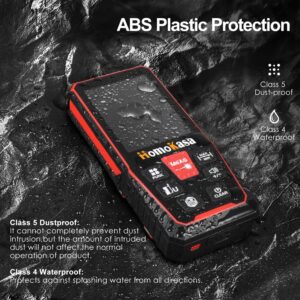 Laser Measure 165ft, Digital Laser Distance Meter, Portable Handle Digital Measure Tool 50M, Range Finder, Electronic Angle, Larger Backlit LCD 2.4in, IP54, Black/Red