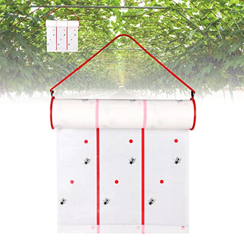 Giant Fly Traps Sticky Fly Trap Roll 30 Feet MAX Strength Fly Catcher, Non Toxic, Poisonous Bug Insect Sticky Flies and Other Bugs, Indoors & Outdoors 1PCS, white