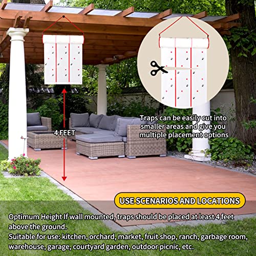 Giant Fly Traps Sticky Fly Trap Roll 30 Feet MAX Strength Fly Catcher, Non Toxic, Poisonous Bug Insect Sticky Flies and Other Bugs, Indoors & Outdoors 1PCS, white