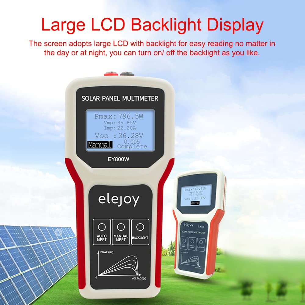PENCHEN Portable Handheld Photovoltaic Panel Multimeter Auto/Manual MPPT Detection Solar Panel MPPT Tester with LCD Backlight Display Open Circuit Voltage Testing Tool Multiple Safety Protections