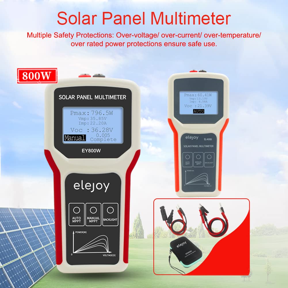 PENCHEN Portable Handheld Photovoltaic Panel Multimeter Auto/Manual MPPT Detection Solar Panel MPPT Tester with LCD Backlight Display Open Circuit Voltage Testing Tool Multiple Safety Protections