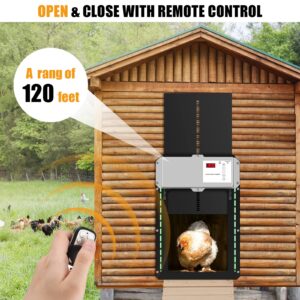 Automatic Chicken Coop Door with Solar Panel, Solar Powered Chicken Coop Door with Timer and Light Sensor, Weatherproof Full Aluminum Chicken Door, Auto Chicken Door Opener for Home Farms