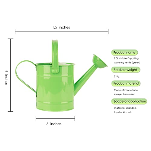 Linkidea 1.5 L Metal Watering Can, Children's Potted Watering Can, Garden Watering Can Sprinkler Iron Watering Can for Indoor, Outdoor, Office, Garden Plant Watering Can (Green)