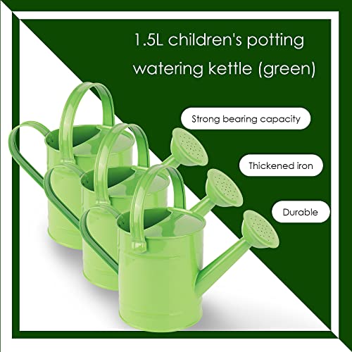 Linkidea 1.5 L Metal Watering Can, Children's Potted Watering Can, Garden Watering Can Sprinkler Iron Watering Can for Indoor, Outdoor, Office, Garden Plant Watering Can (Green)